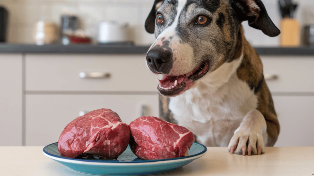 Feeding dogs beef heart